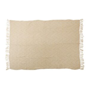 Arti Casa - Herringbone Cotton Blanket 130x170 cm Beige / White - Image 2
