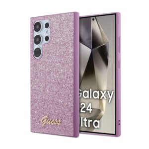 Guess Glitter Flakes Metal Logo Case - dėklas skirtas Samsung Galaxy S24 Ultra purple - Image 1