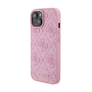 Guess Leather 4G Stamped - Apple iPhone 15 Case pink - Image 2