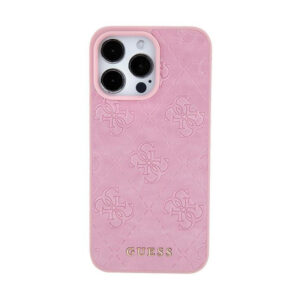 Guess Leather 4G Stamped - Apple iPhone 15 Case pink - Image 3