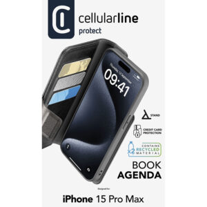 Cellularline Book Agenda - dėklas skirtas Apple iPhone 15 Pro Max with MICROBAN coating black - Image 4