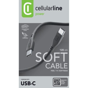 Cellularline Soft Cable - USB-C to USB-C cable 1.2 m black - Image 5