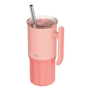 Quokka Umi - 720ml Stainless Steel Thermal Mug with Straw and Silicone Base (Peachy Pink)
