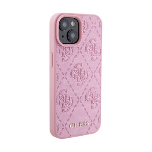 Guess Leather 4G Stamped - Apple iPhone 15 Case pink - Image 4