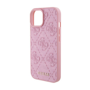 Guess Leather 4G Stamped - Apple iPhone 15 Case pink - Image 5