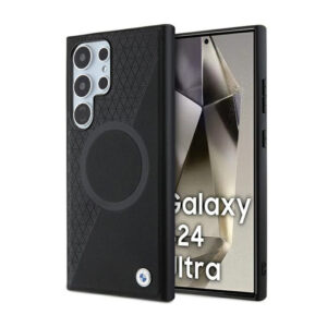 BMW Leather Half Textured & Circle MagSafe - dėklas skirtas Samsung Galaxy S24 Ultra black - Image 1