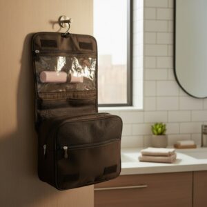 Dunlop – Travel Toiletry Bag with Hanging Hook 25x20x10 cm (Black) - Image 5