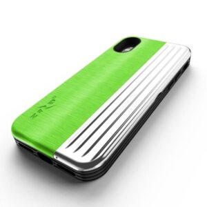 Zizo Retro Series - Wallet Back with Magnetic Closure and Built-In Kickstand for iPhone Xs /X (Neon Green/Silver) - Image 2