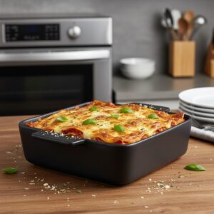 Alpina - Ceramic square ovenproof dish 26.5x20.5x6.7 cm (black) - Image 3