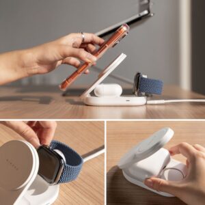 Ringke QI2.2 25W 3in1 Magnetic MagSafe belaidis sulankstomas įkroviklis baltos spalvos - Image 8