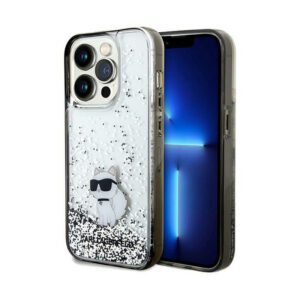 Karl Lagerfeld Liquid Glitter Choupette - dėklas skirtas Apple iPhone 14 Pro Max Transparent - Image 1