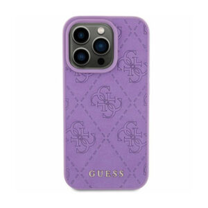 Guess Leather 4G Stamped - Apple iPhone 15 Case Purple - Image 1