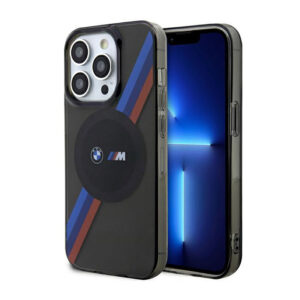 BMW Tricolor Stripes MagSafe - dėklas skirtas Apple iPhone 14 Pro Grey - Image 1