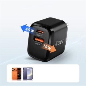 Tech-Protect NCA45W-GAN 2-Port laidinis įkroviklis PD 45W / QC3.0 juodos spalvos - Image 9