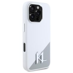 Karl Lagerfeld Silicone Shadow Metal Initial MagSafe - dėklas skirtas Apple iPhone 16 Pro Max white - Image 4