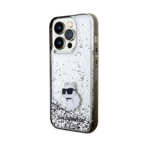 Karl Lagerfeld Liquid Glitter Choupette - dėklas skirtas Apple iPhone 14 Pro Max Transparent - Image 2