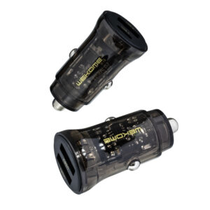 WEKOME WP-C40 Vanguard Series - Car įkroviklis 2 x USB Fast Charging 15W juodos spalvos / Transparent - Image 6