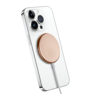 Crong MagSpot - Aluminium belaidis įkroviklis MagSafe aukso spalvos