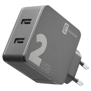 Cellularline Multipower 2 - 2x USB-A 12W + 12W mains charger (black)