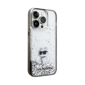 Karl Lagerfeld Liquid Glitter Choupette - dėklas skirtas Apple iPhone 14 Pro Max Transparent - Image 4