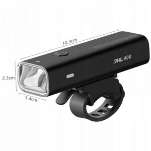 Rockbros 24310006001 Front Bike Light 400 lm + Micro USB Cable - USB-A - Black - Image 2