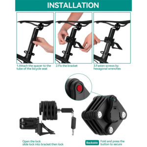 Rockbros WD795 foldable bicycle lock - black - Image 5