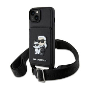 Karl Lagerfeld Crosssbody NFT Saffiano Karl & Choupette - dėklas skirtas Apple iPhone 14 Plus Black - Image 1