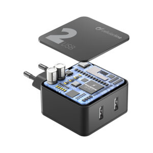 Cellularline Multipower 2 - 2x USB-A 12W + 12W mains charger (black) - Image 2