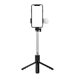Selfie stick WR1YXS telescopic tripod 0.71m with round lamp - juodos spalvos - Image 2