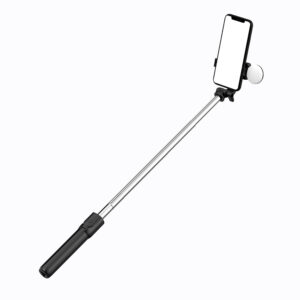 Selfie stick WR1YXS telescopic tripod 0.71m with round lamp - juodos spalvos