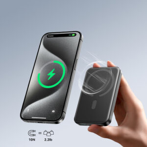 Powerbank Joyroom JR-W020 Mini 5000mAh USB-A USB-C inductive 20W - juodos spalvos + USB-C / USB-C cable - Image 8