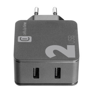 Cellularline Multipower 2 - 2x USB-A 12W + 12W mains charger (black) - Image 3