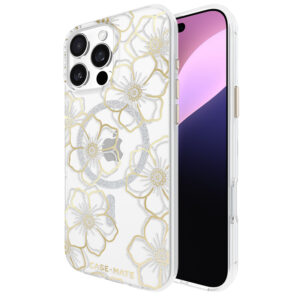 Case-Mate Floral Gems MagSafe - dėklas skirtas Apple iPhone 16 Pro Max Gold - Image 1