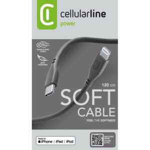 Cellularline Soft Cable - USB-C to Lightning cable MFi certified 1.2 m black - Image 5