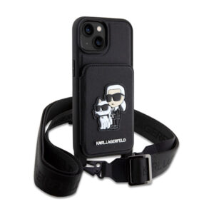 Karl Lagerfeld Crosssbody NFT Saffiano Karl & Choupette - dėklas skirtas Apple iPhone 14 Plus Black - Image 3