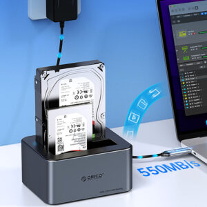 Orico 6656C3-C 5-Bay Docking Station with Offline Clone Function 2.5"/3.5" SATA HDD/SSD - Gray - Image 4