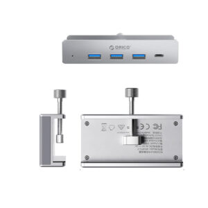 Orico MH4PC Hub Clamp-Mounted USB-C / 3x USB-A 3.0 + 1x USB-C 3.0 - sidabro spalvos - Image 2