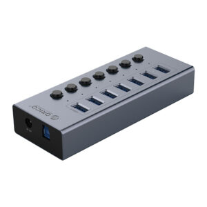 Orico BT2U3-7AB Hub 7x USB-A 3.0 with switches - pilkos spalvos - Image 2
