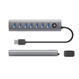 Orico CL7U-U3 hub 7x USB-A 3.0 + USB-C 5V/3A 1m - pilkos spalvos - Image 2