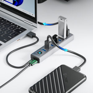 Orico CL7U-U3 hub 7x USB-A 3.0 + USB-C 5V/3A 1m - pilkos spalvos - Image 4