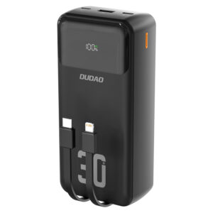 Dudao K15MAX 30000mAh PD 22.5W Powerbank su Built-in kabeliais - juodos spalvos