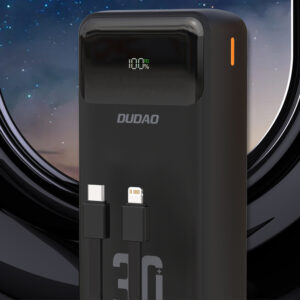 Dudao K15MAX 30000mAh PD 22.5W Powerbank su Built-in kabeliais - juodos spalvos - Image 5