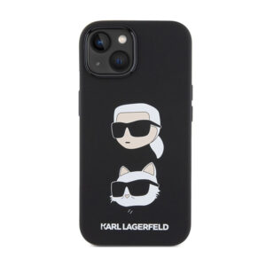 Karl Lagerfeld Silicone Karl & Choupette Heads - Apple iPhone 15 Plus Case Black - Image 3
