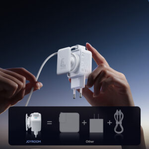 Joyroom JR-TCL05 45W GaN Wall Charger with Cable Organizer - baltos spalvos - Image 4