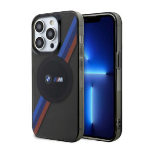 BMW Tricolor Stripes MagSafe - dėklas skirtas Apple iPhone 14 Pro Max Grey - Image 1