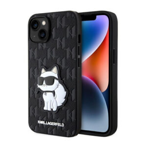 Karl Lagerfeld Saffiano Monogram NFT Choupette - dėklas skirtas Apple iPhone 14 Plus Black - Image 1