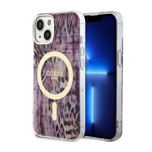 Guess Leopard MagSafe - dėklas skirtas Apple iPhone 14 Pink - Image 1
