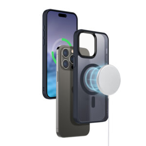 Crong Hybrid Frost MAG Cover - dėklas skirtas Apple iPhone 15 Pro MagSafe Navy Blue - Image 3