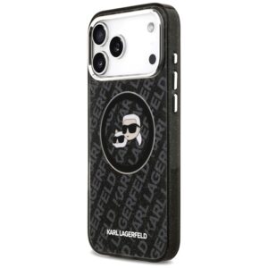 Karl Lagerfeld IML Glitter Karl & Choupette Heads Logo MagSafe - dėklas skirtas Apple iPhone 17 Pro Max black - Image 2