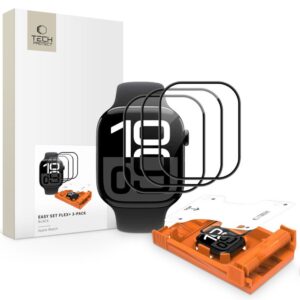 Apsauginis stiklas Tech-Protect EASY SET FLEX+ 3-pack Apple Watch 10 / 11 (46 mm) juodos spalvos